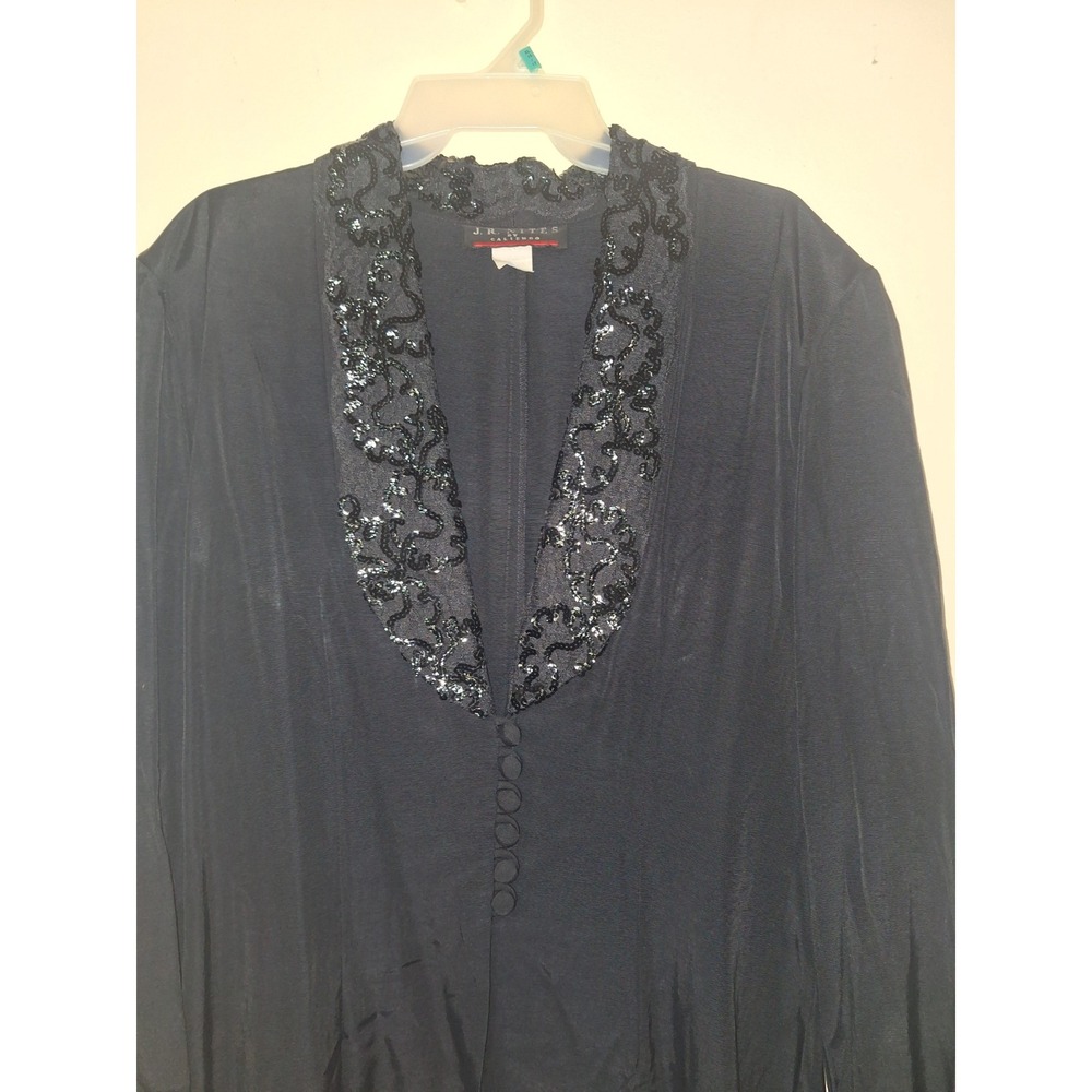 JR Nites by Caliendo Black Sequin Lace Lapel Evening Blazer Jacket Womens - Picture 7 of 7